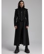 Punk Rave Black Gothic Punk Visual Metal Eyelet Long Jacket for Men