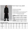 Punk Rave Black Gothic Punk Visual Metal Eyelet Long Jacket for Men