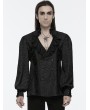 Punk Rave Black Gothic Retro Ruffled Collar Double-Breasted Shirt for Men