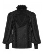 Punk Rave Black Gothic Retro Ruffled Collar Double-Breasted Shirt for Men