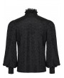 Punk Rave Black Gothic Retro Ruffled Collar Double-Breasted Shirt for Men