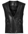 Punk Rave Black Medieval Gothic Punk Faux Leather Vest for Men