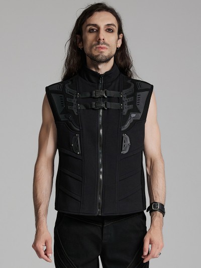 Punk Rave Black Gothic Cyberpunk Personalized Sweater Vest for Men