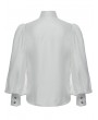 Punk Rave White Gothic Layered Lace Gorgeous Puff Sleeve Shirt for Men