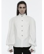 Punk Rave White Gothic Palace Style Retro Ruffle Pleated Shirt for Men