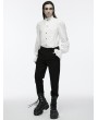 Punk Rave White Gothic Palace Style Retro Ruffle Pleated Shirt for Men