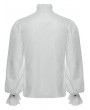 Punk Rave White Gothic Palace Style Retro Ruffle Pleated Shirt for Men