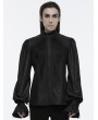 Punk Rave Black Gothic Palace Style Retro Ruffle Pleated Shirt for Men