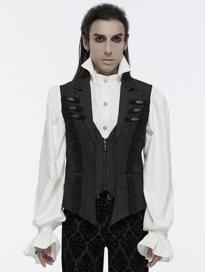 Punk Rave Black Gothic Rose Patterned Gorgeous Vest for Men