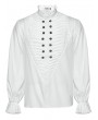 Punk Rave White Gothic Retro 3D Pleated Lantern Sleeve Shirt for Men