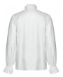 Punk Rave White Gothic Retro 3D Pleated Lantern Sleeve Shirt for Men