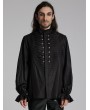 Punk Rave Black Gothic Retro 3D Pleated Lantern Sleeve Shirt for Men