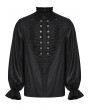 Punk Rave Black Gothic Retro 3D Pleated Lantern Sleeve Shirt for Men