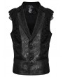 Punk Rave Black Gothic Gorgeous Ruffle Trim Jacquard Vest for Men