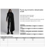 Punk Rave Black Gothic Punk Asymmetric Detachable Half Cloak for Men