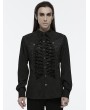 Punk Rave Black Gothic Lace Up Front Skeleton Structured Shirt for Men