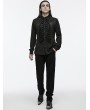 Punk Rave Black Gothic Lace Up Front Skeleton Structured Shirt for Men