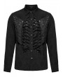 Punk Rave Black Gothic Lace Up Front Skeleton Structured Shirt for Men