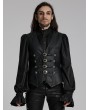 Punk Rave Black Gothic Gorgeous Double-Breasted Faux Leather Vest for Men