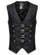 Punk Rave Black Gothic Gorgeous Double-Breasted Faux Leather Vest for Men