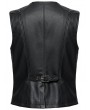 Punk Rave Black Gothic Gorgeous Double-Breasted Faux Leather Vest for Men