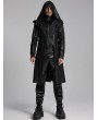 Punk Rave Black Gothic Wizard Men's Hooded Zipper Front Jacket