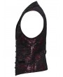 Punk Rave Red Gothic Exquisite Jacquard Flip Collar Vest for Men