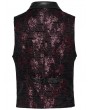 Punk Rave Red Gothic Exquisite Jacquard Flip Collar Vest for Men