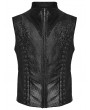 Punk Rave Black Gothic Gorgeous Texture Pleated Zip Up Vest for Men