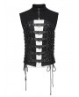 Punk Rave Black Gothic Punk Personality Front Buckle Hollow Vest for Men