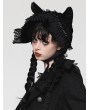 Dark in love Black Gothic Velvet Lace Trim Cat Ear Bonnet