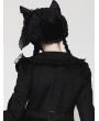 Dark in love Black Gothic Velvet Lace Trim Cat Ear Bonnet