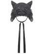 Dark in love Black Gothic Velvet Lace Trim Cat Ear Bonnet