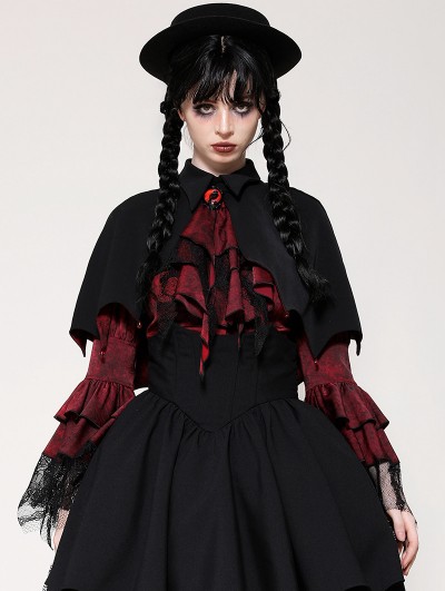 Dark in love Black Gothic Vampire Shadow Bat-Shaped Capelet for Women