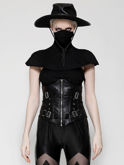 Dark in love Black Gothic Punk Mysterious Assassin High-Collar Cape for Women