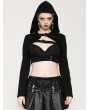 Dark in love Black Gothic Punk Hooded Cross-Strap Buckle Shrug for Women