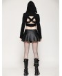 Dark in love Black Gothic Punk Hooded Cross-Strap Buckle Shrug for Women