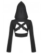 Dark in love Black Gothic Punk Hooded Cross-Strap Buckle Shrug for Women