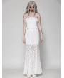 Dark in love White Gothic Romantic Lace Hollow Cat Ear Strap Mermaid Long Dress