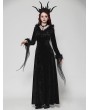 Dark in love Black Gothic Dark Velvet Faux Fur Trim Long Sleeve Maxi Dress