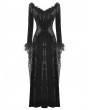 Dark in love Black Gothic Dark Velvet Faux Fur Trim Long Sleeve Maxi Dress