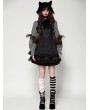 Dark in love Black Gothic Dark Striped Double-Breasted Short Tiered Doll Dress