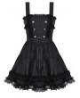 Dark in love Black Gothic Dark Striped Double-Breasted Short Tiered Doll Dress