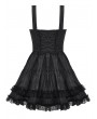 Dark in love Black Gothic Dark Striped Double-Breasted Short Tiered Doll Dress