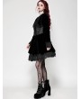 Dark in love Black Gothic Velvet Lace Patchwork Bowknot Schoolgirl Short Dress