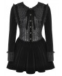 Dark in love Black Gothic Velvet Lace Patchwork Bowknot Schoolgirl Short Dress