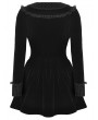 Dark in love Black Gothic Velvet Lace Patchwork Bowknot Schoolgirl Short Dress