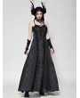 Dark in love Black Gothic Butterfly Embroidery Spaghetti Strap Lace Maxi Dress