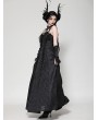 Dark in love Black Gothic Butterfly Embroidery Spaghetti Strap Lace Maxi Dress