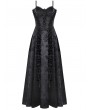 Dark in love Black Gothic Butterfly Embroidery Spaghetti Strap Lace Maxi Dress